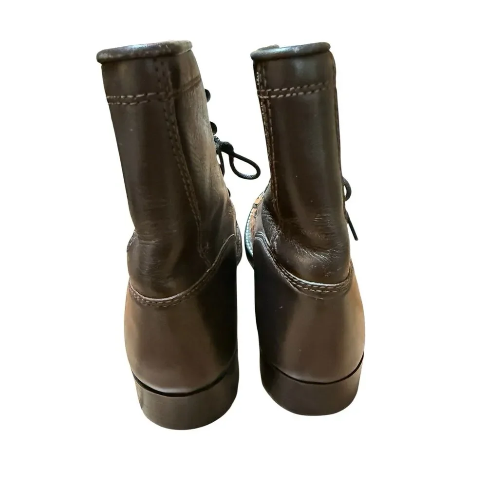 Dan Post Murphy Legend Ostrich Print Lace up Kids Boots Sz 3 Brown Leather Ankle